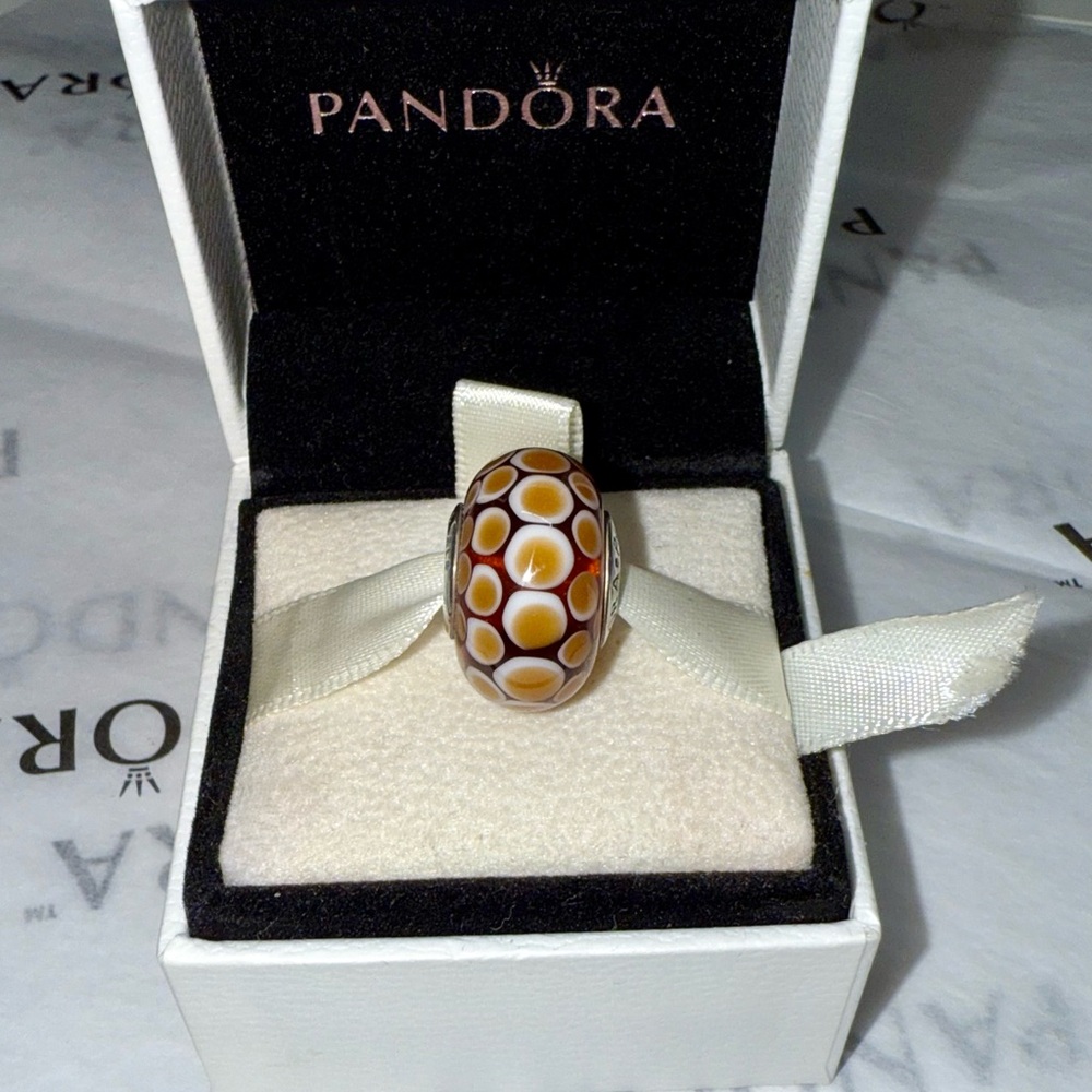 Pandora Retired Cinnamon Dots Exotic Murano Charm